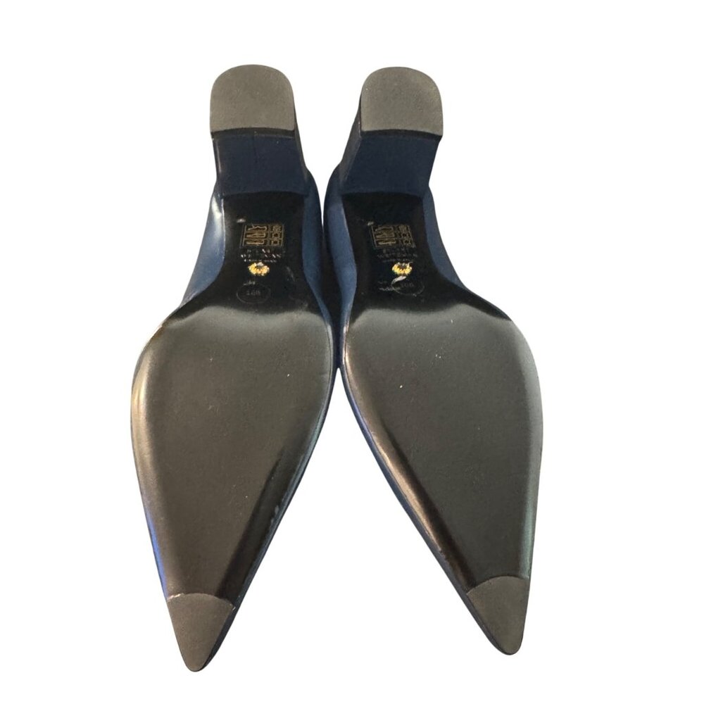 Stuart Weitzman Pointed Toe Leather Block Heel Pu… - image 6